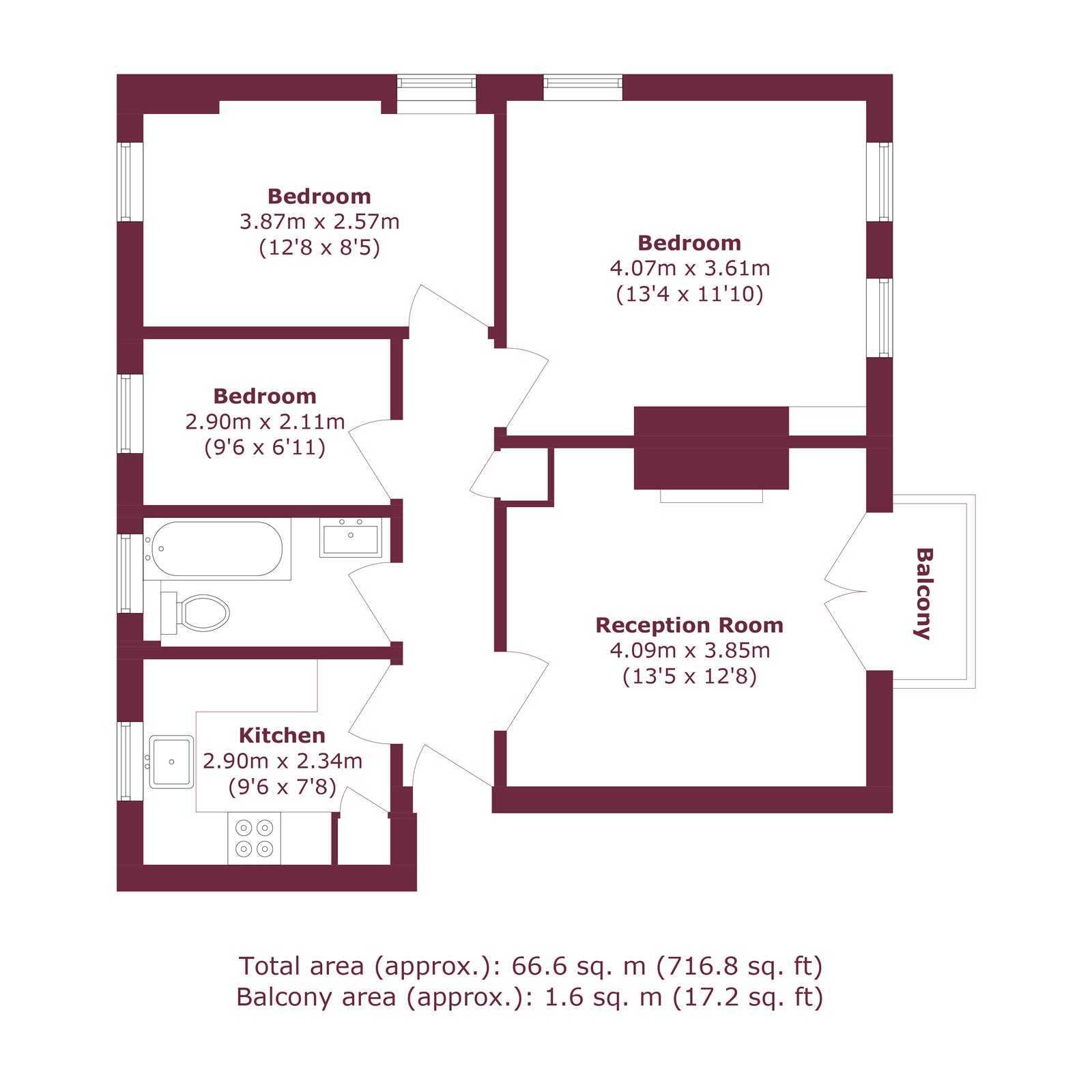 Flat 4,, Burns House, London floorplan