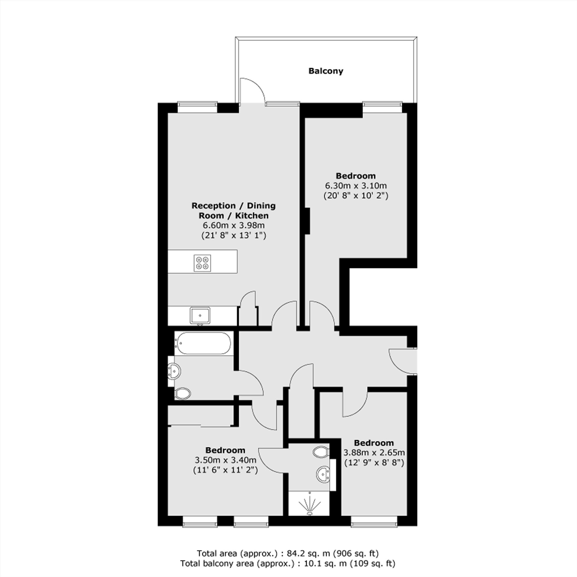 Flat 6, Stanhope House, 31, Frampton Park Road, London floorplan