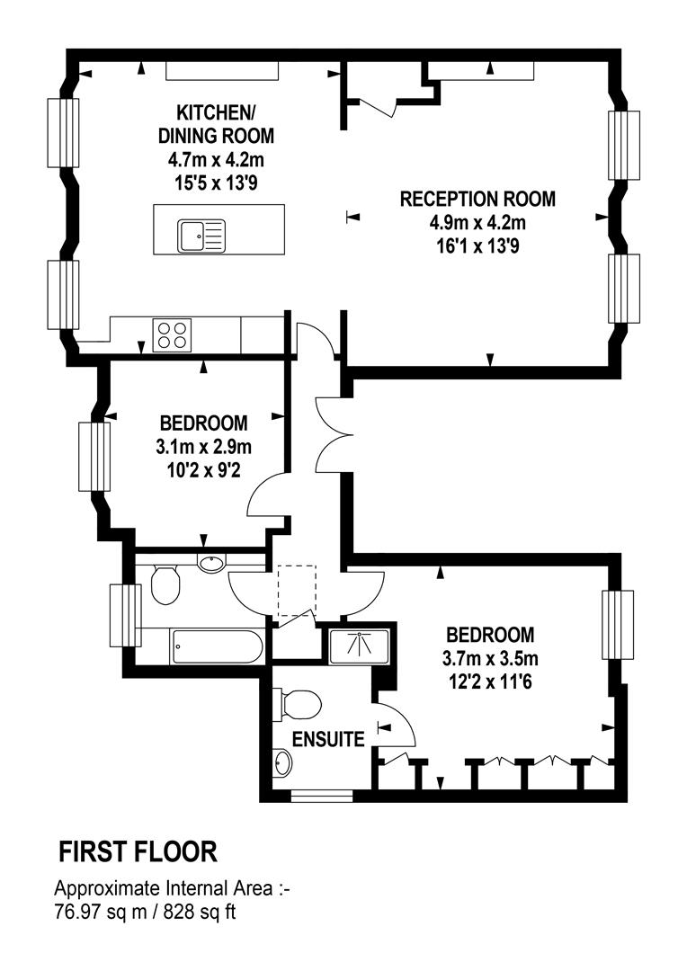 First Floor Flat, 24, Grove Park, London floorplan