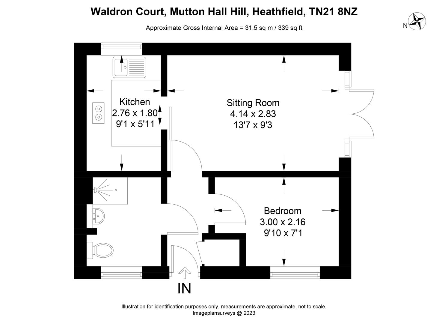 Waldron Court, Mutton Hall Hill, Heathfield TN21, 1 bedroom semi