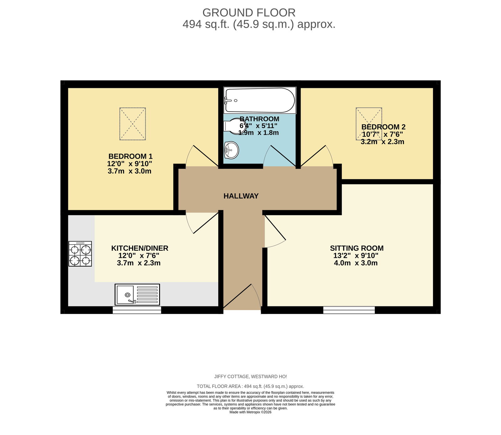 Jiffy Cottage, Golf Links Road, Bideford floorplan