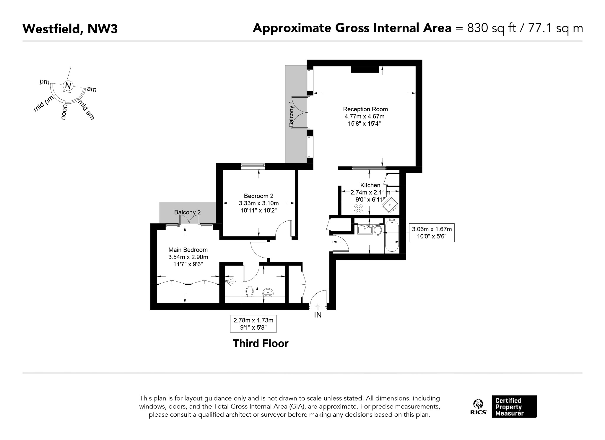 Apartment 109, Westfield, Hampstead floorplan