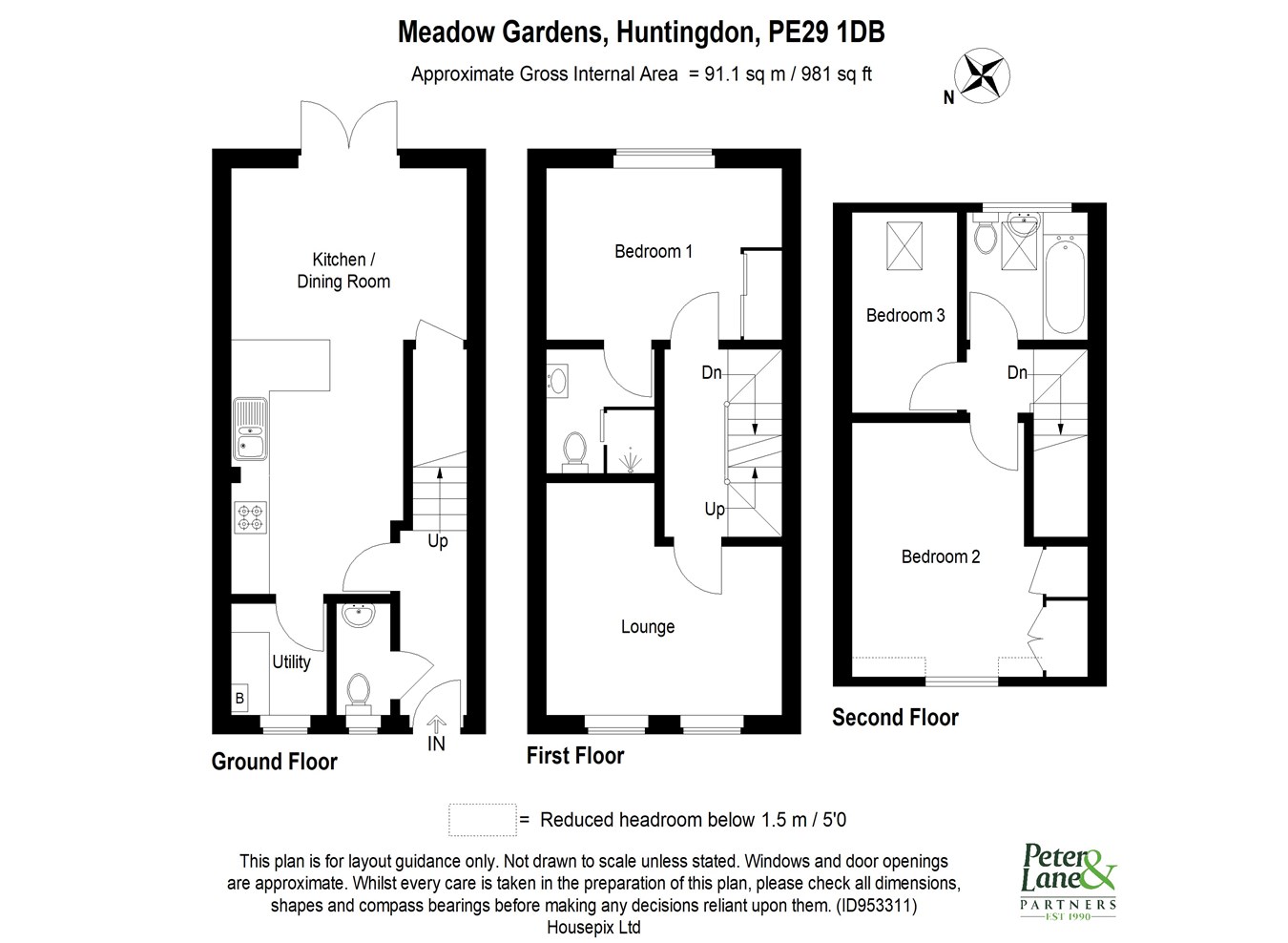 Meadow Gardens, Huntingdon PE29, 3 bedroom town house for sale