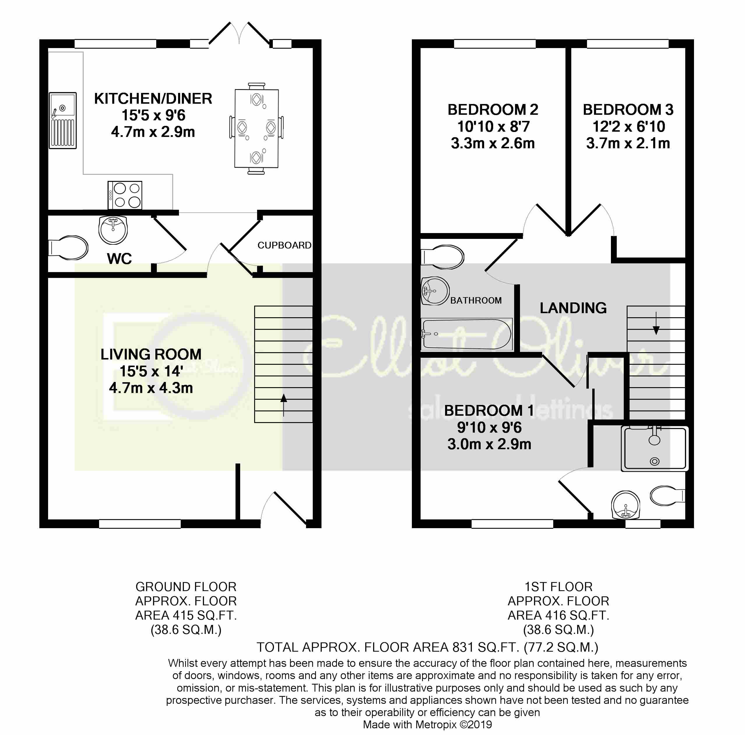 3 Bedrooms Terraced house for sale in Huntlowe Close, Bishops Cleeve, Cheltenham GL52