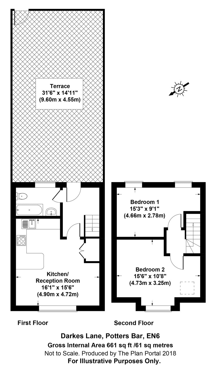 2 Bedrooms Flat for sale in Darkes Lane, Potters Bar, Hertfordshire EN6