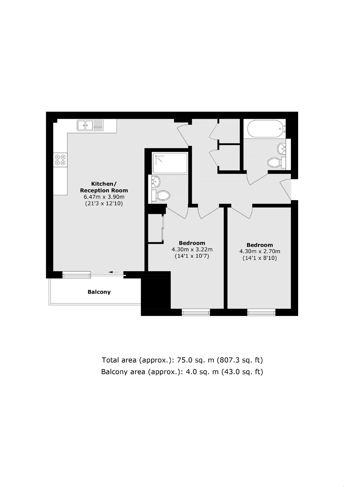 401 Orton House, 81, Plough Lane, London floorplan