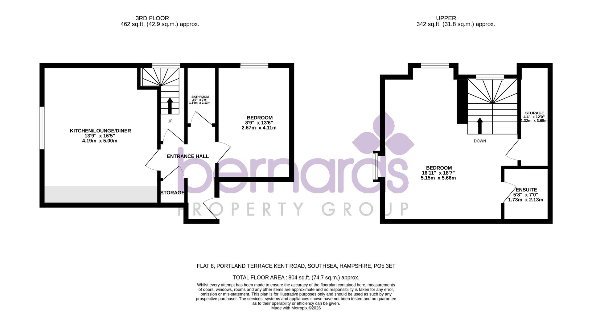 Apartment 8, 1, Portland Terrace, Southsea floorplan