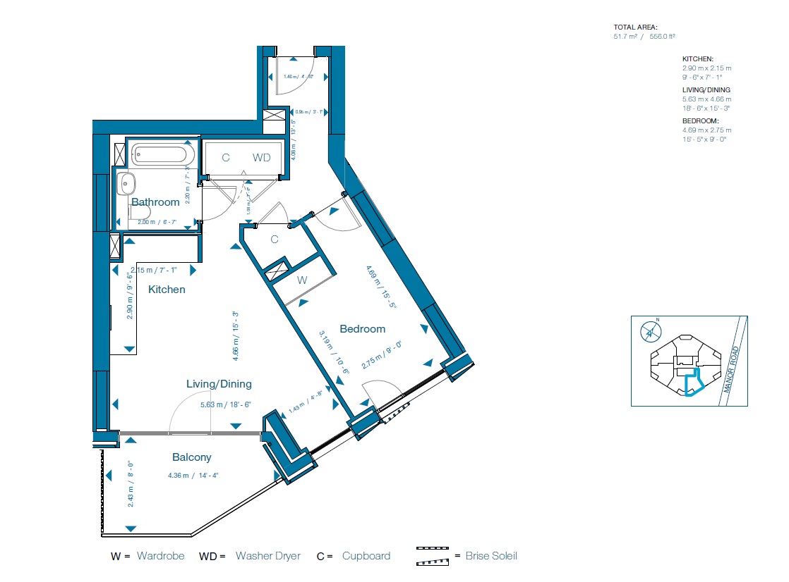 Cerulean Quarter, A.10.06, Manor Road, London floorplan