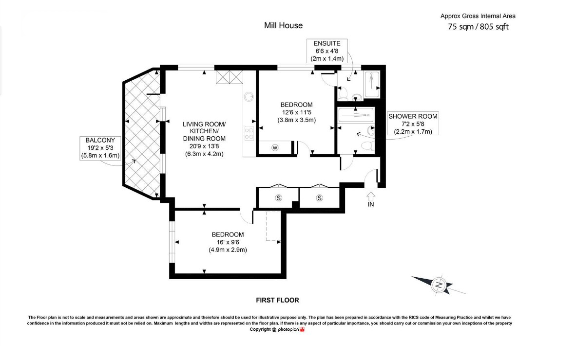 Flat 11 Mill House,, Rose Square, Twickenham floorplan