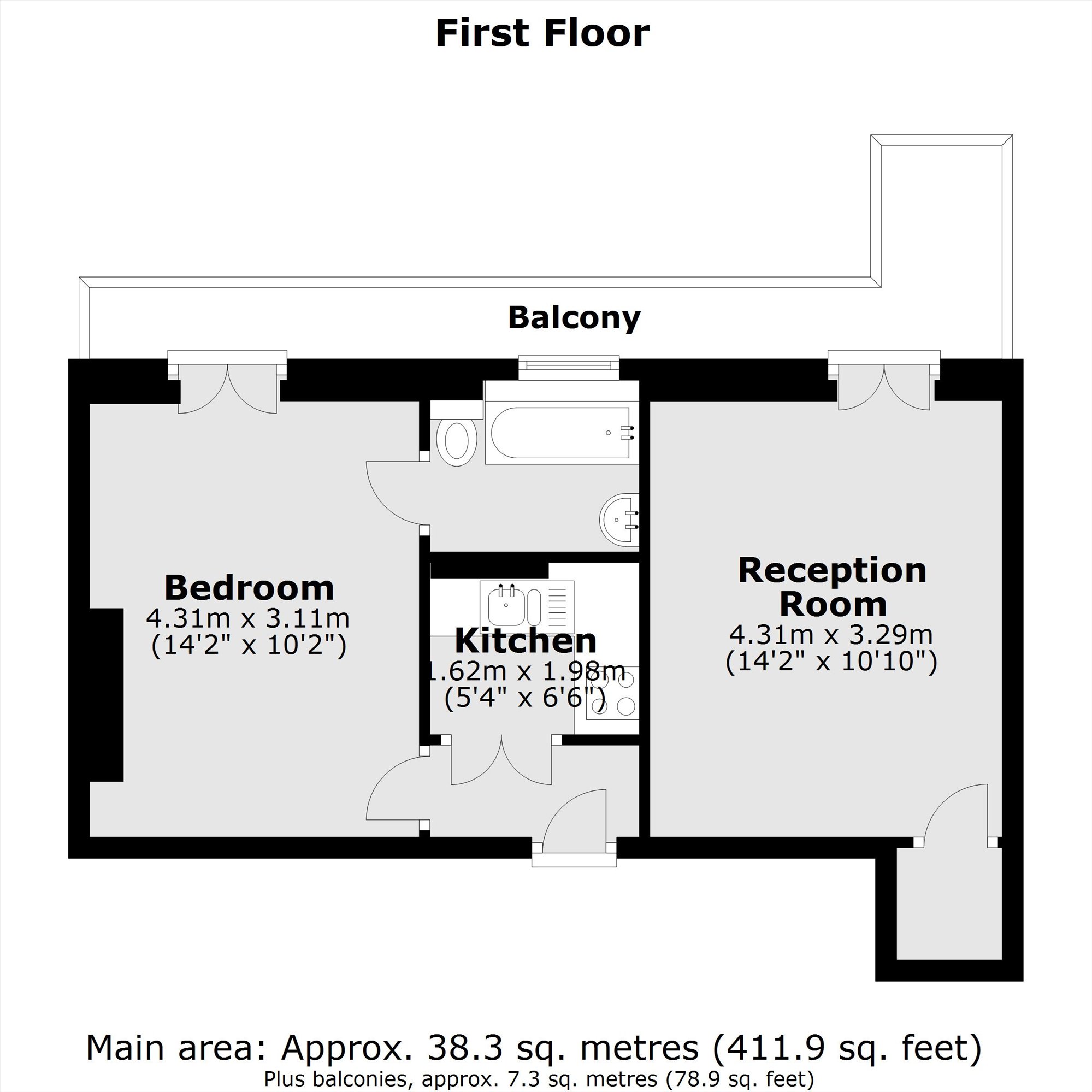 Flat 14, 62, Belgrave Road, London floorplan