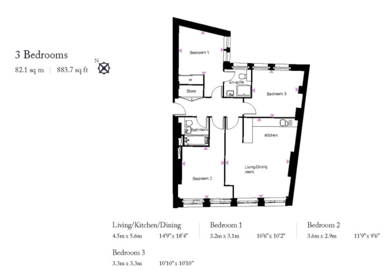 3 Bedrooms Flat to rent in Harper Building, Holloway Road N7
