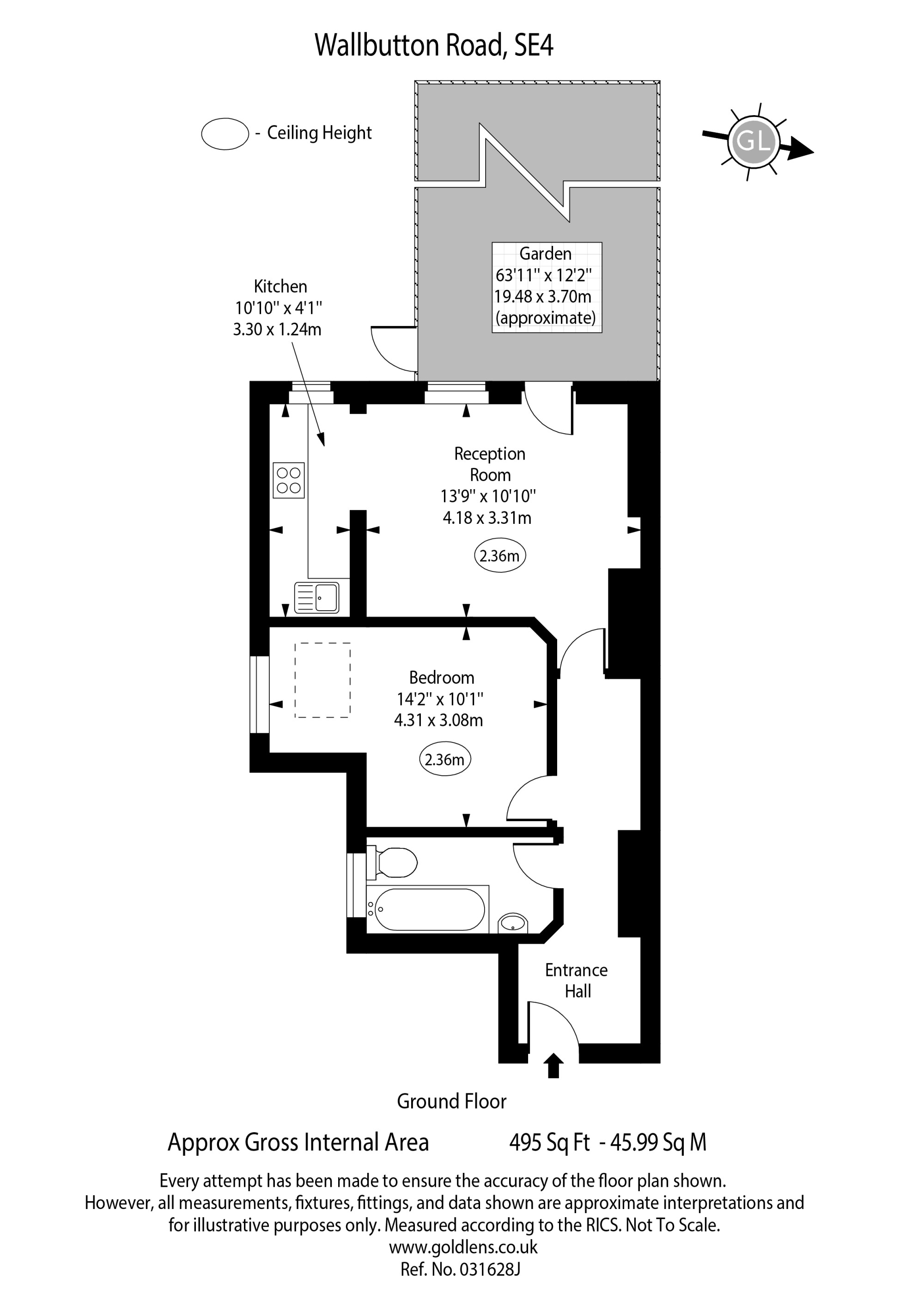 16, Flat 2,, Wallbutton Road, London floorplan