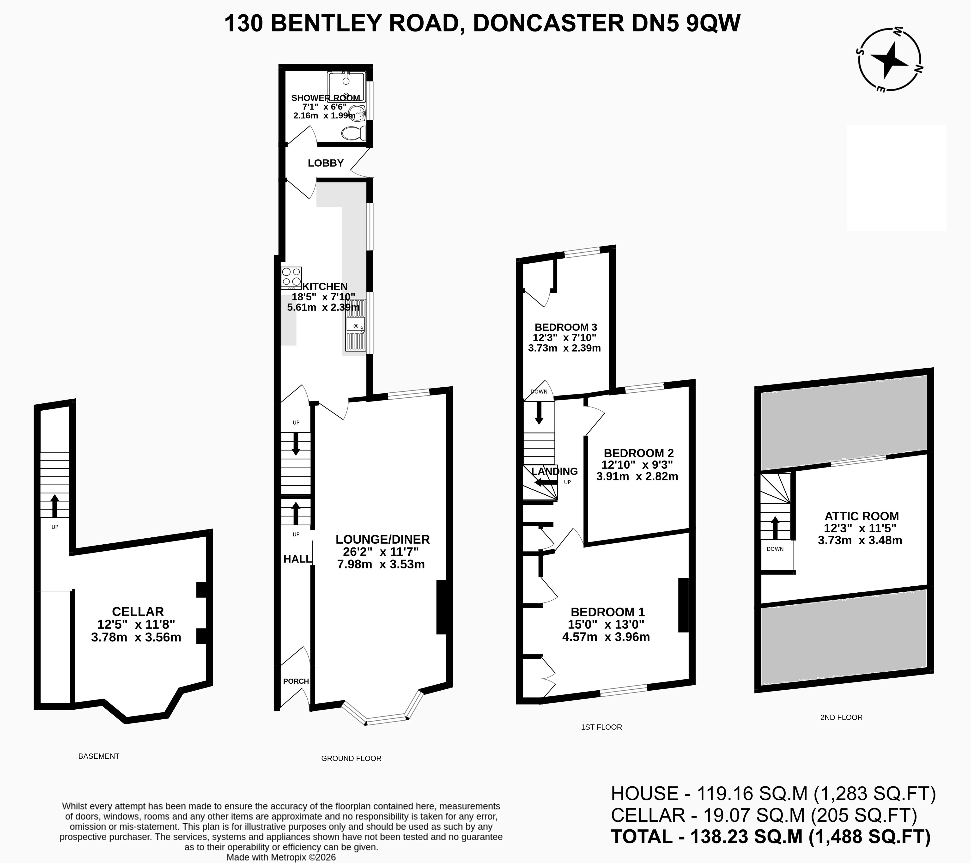 130, Bentley Road, Doncaster floorplan
