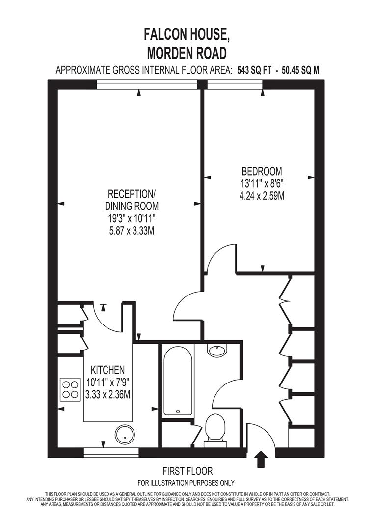Flat 11 Falcon House, 26, Morden Road, Wimbledon floorplan