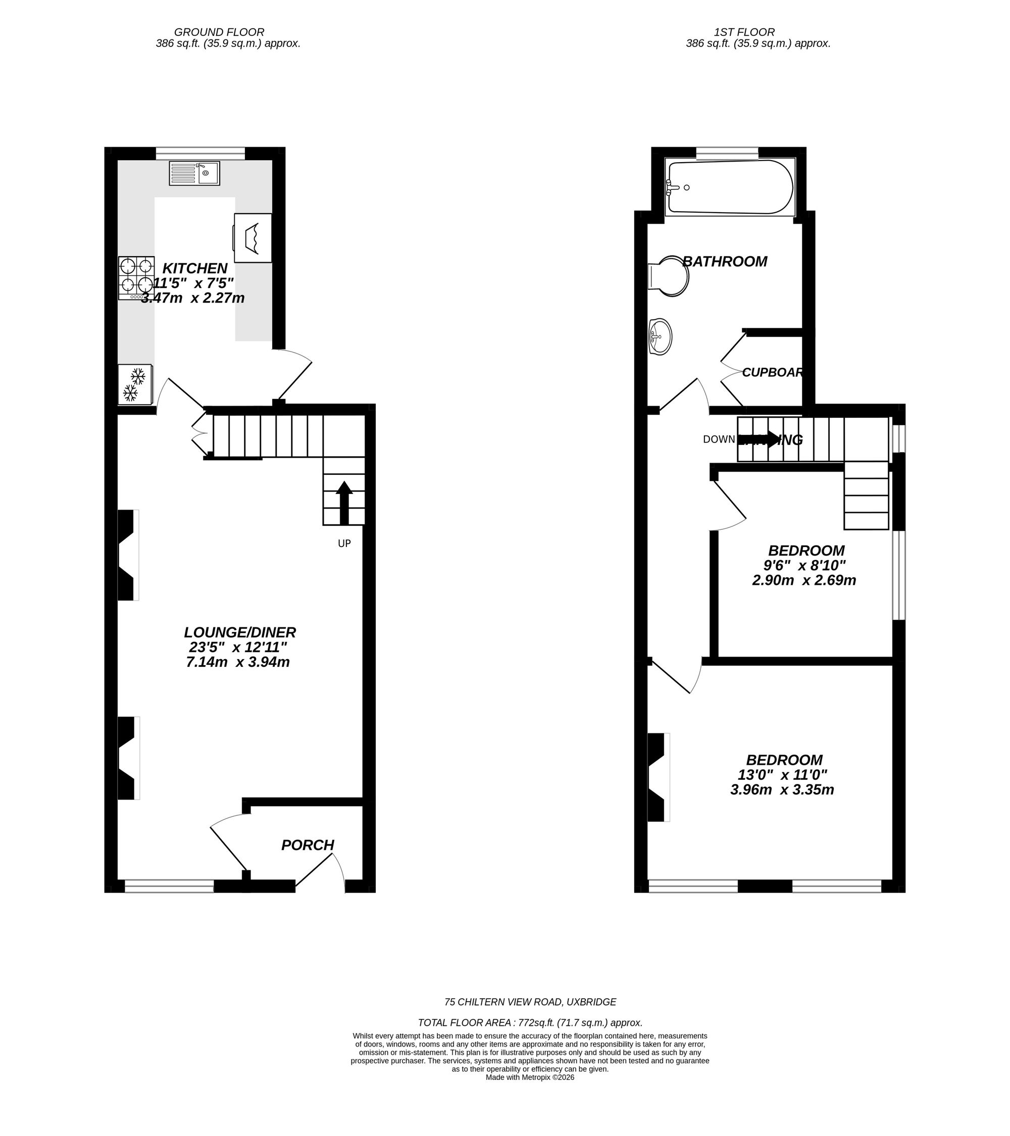 75 Chiltern View Road, Uxbridge floorplan