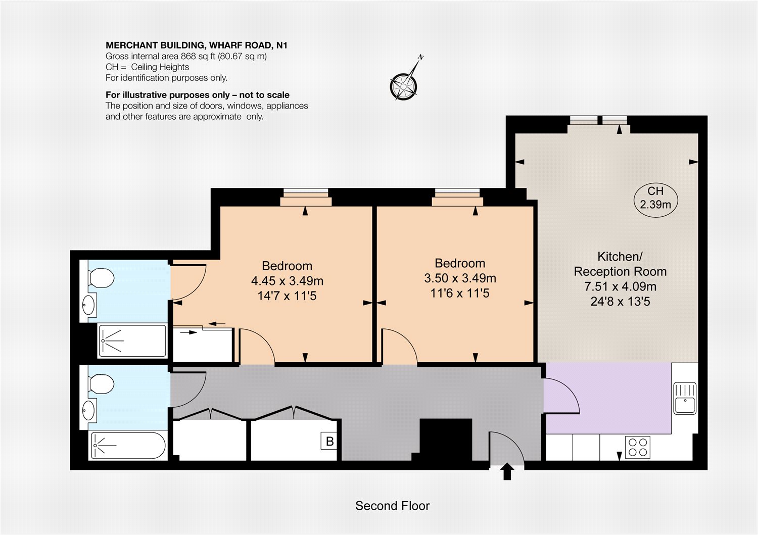 2 Bedrooms Flat to rent in Merchant Building, City Wharf, 18-42 Wharf Road, London N1
