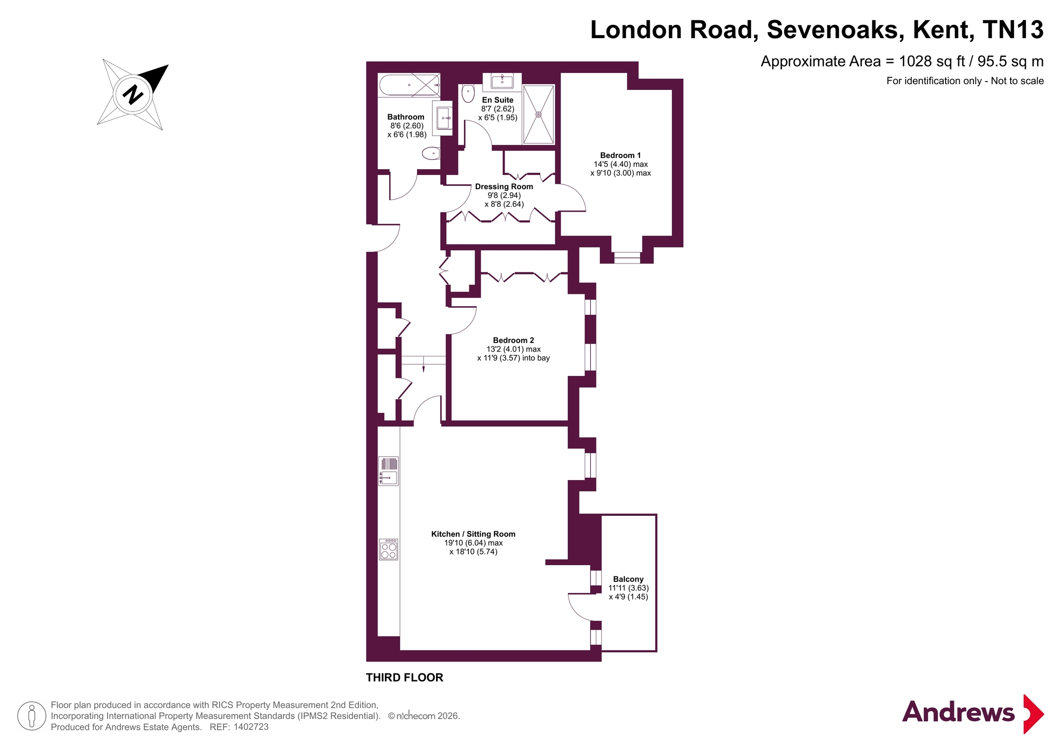 Flat 50, Quinton Court, 100, London Road, Kent floorplan