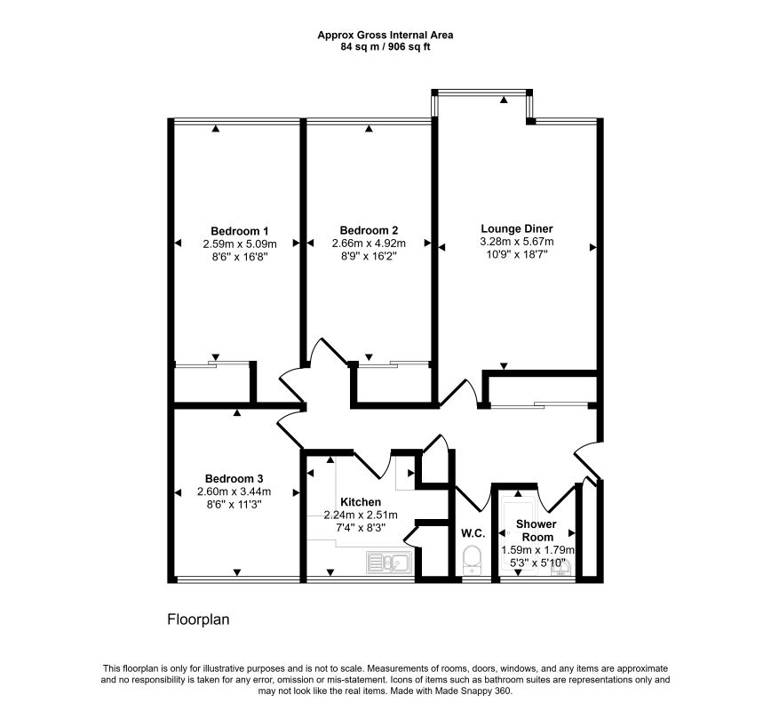 Flat 12 Hedley Court, Putney Hill, London, SW15 3NS floorplan