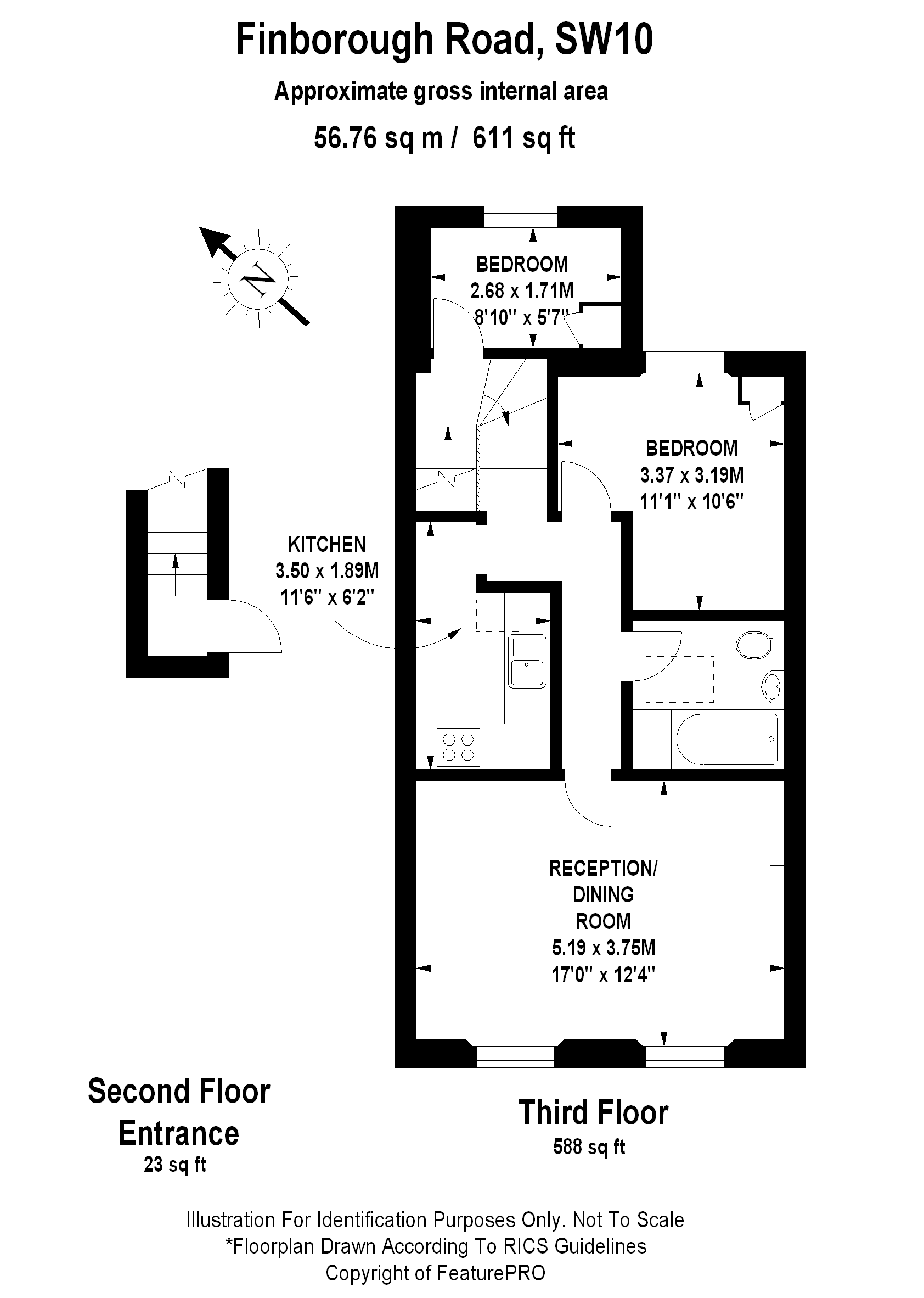 Flat D, 167, Finborough Road, London floorplan