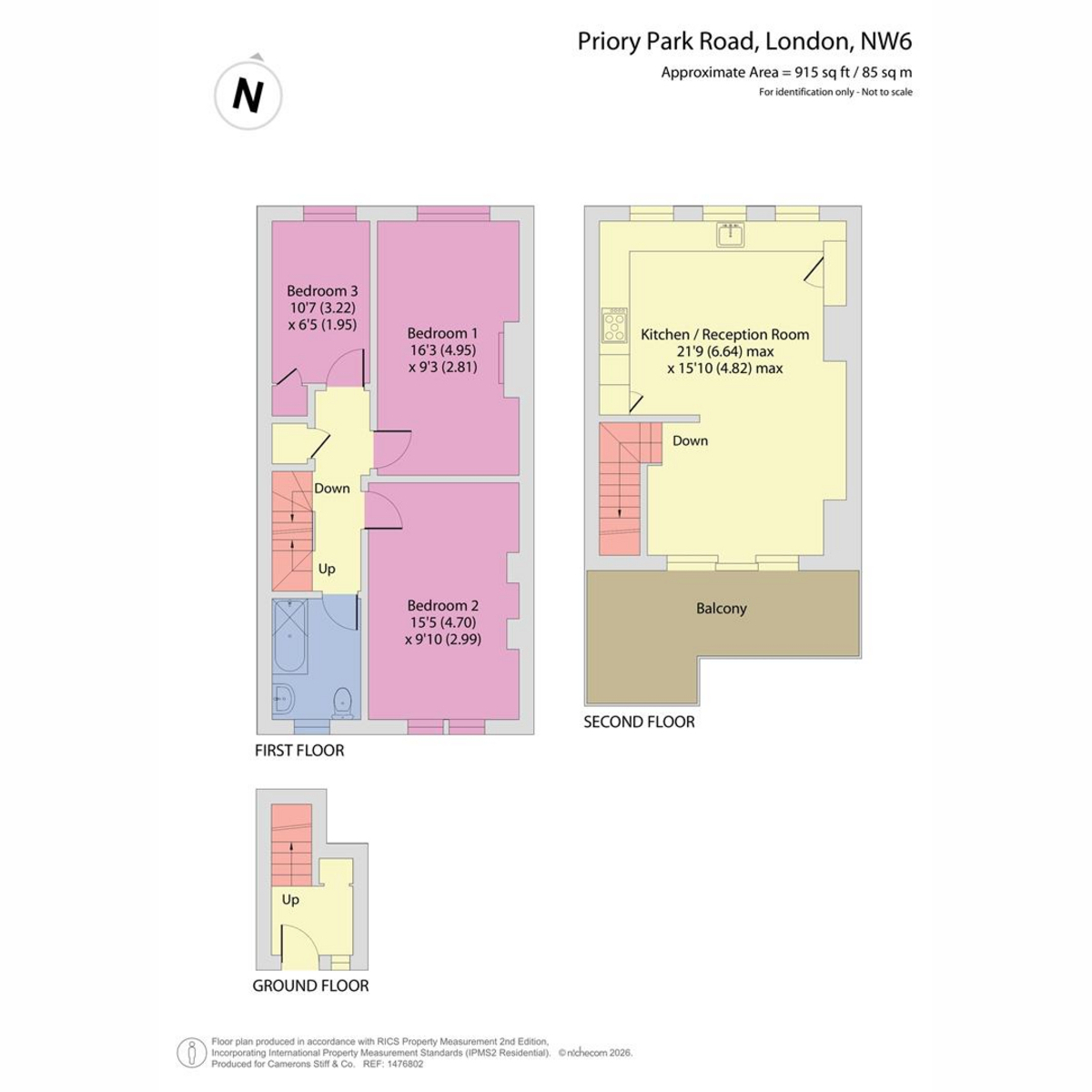 Flat Flat B, 39, Priory Park Road, London floorplan