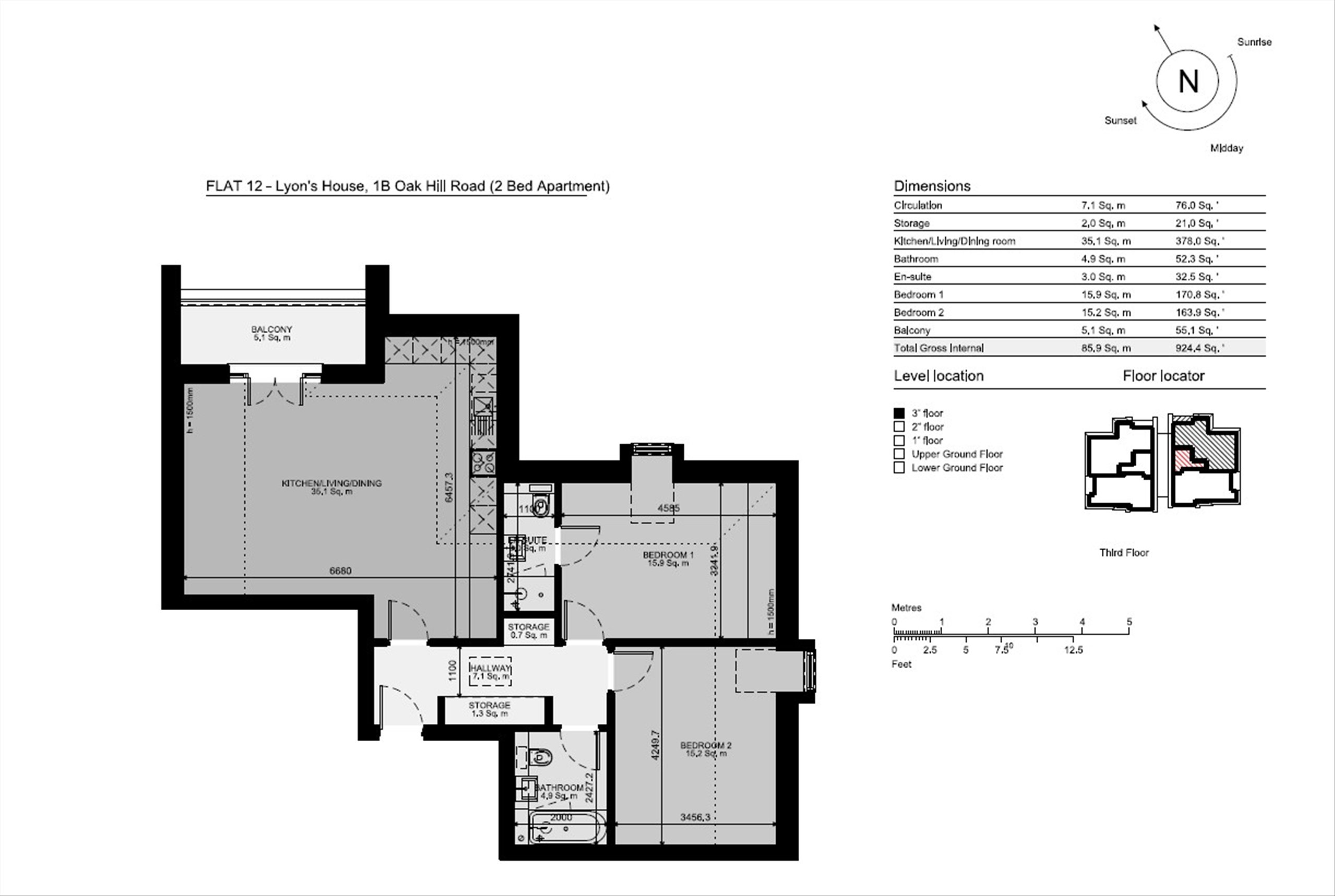 Flat 12 Lyons, 1, Oak Hill Road, Surbiton floorplan