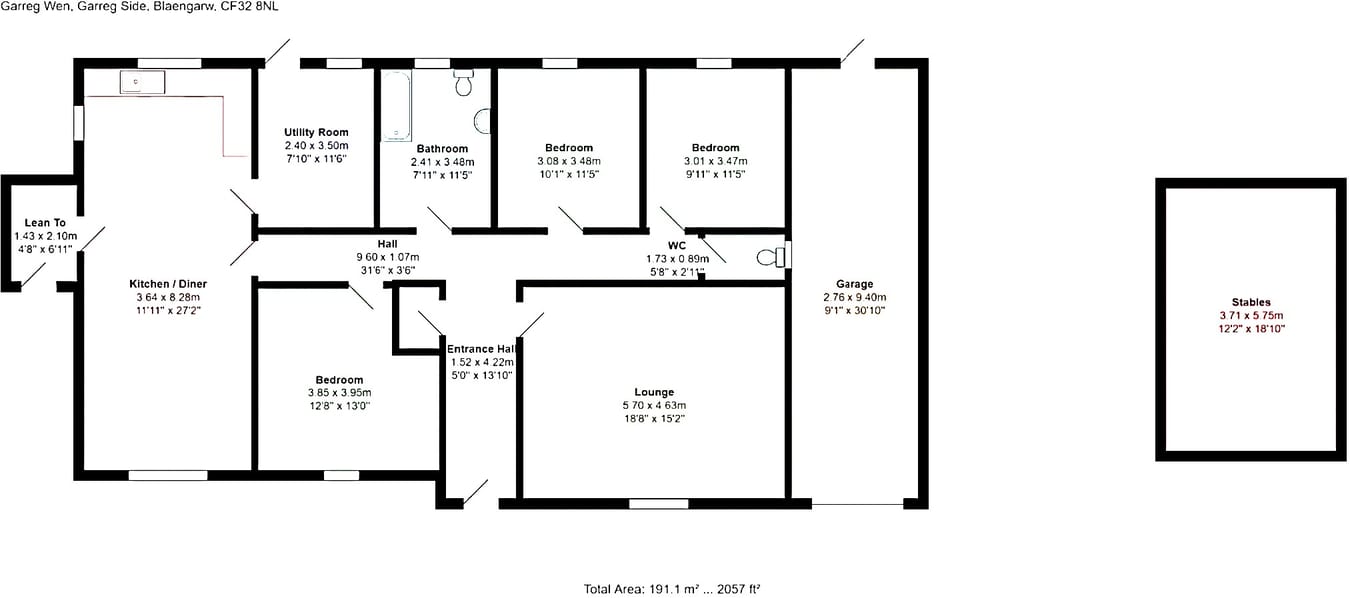 Garreg Wen, Garreg Side, Bridgend floorplan