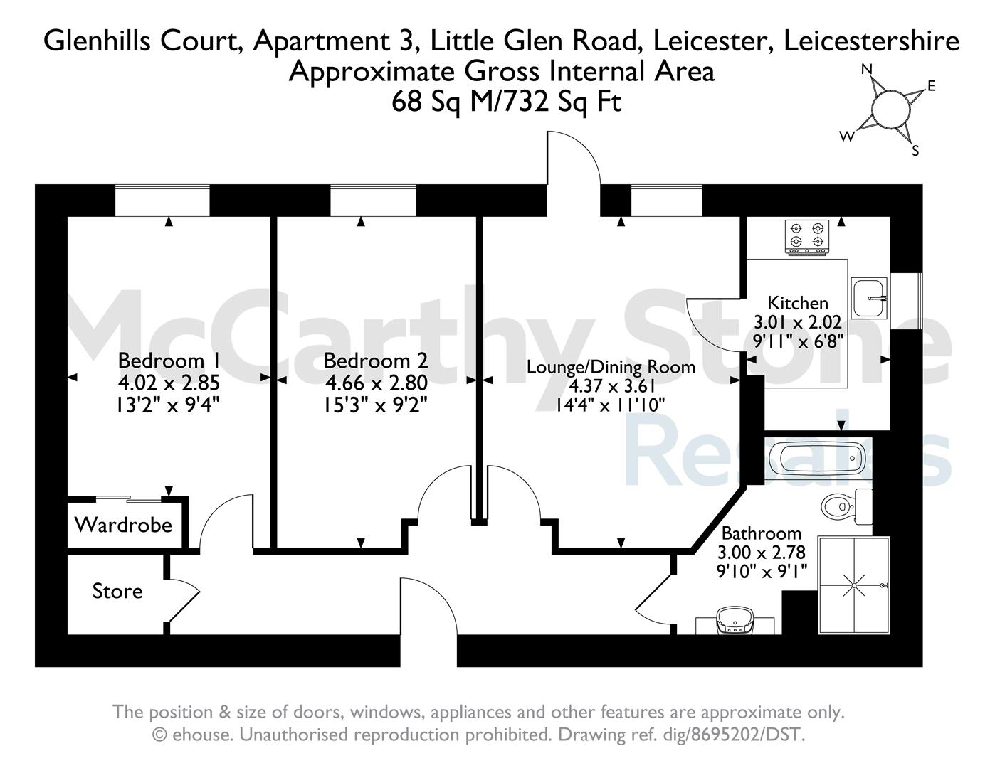 3 Glenhills Court, Little Glen Road, Leicester floorplan