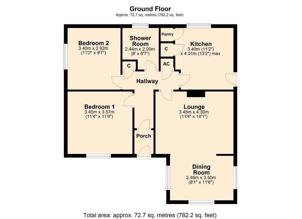 2 Bedrooms Detached bungalow for sale in Cotton End, Long Buckby, Northampton NN6