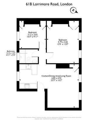 2 Bedrooms Flat to rent in Lorrimore Road, Kennington SE17