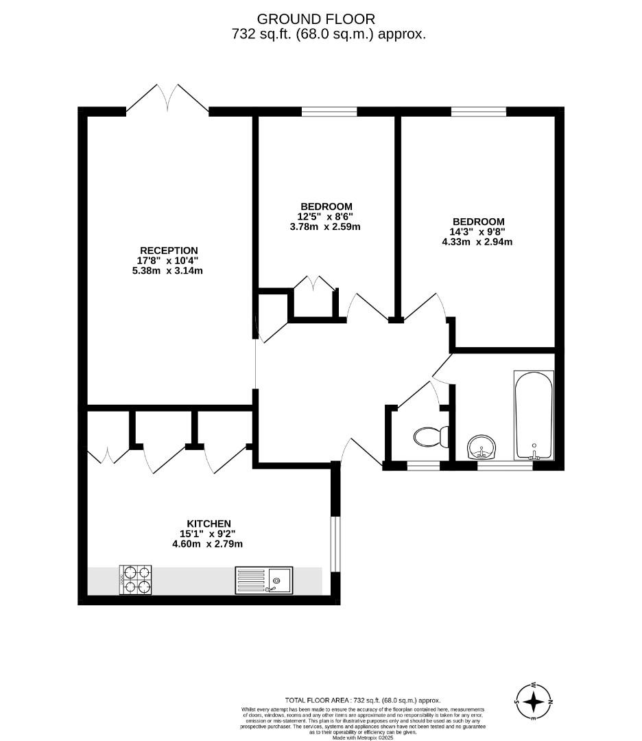 Flat 38, 77, Rosedene, Christchurch Avenue, London floorplan