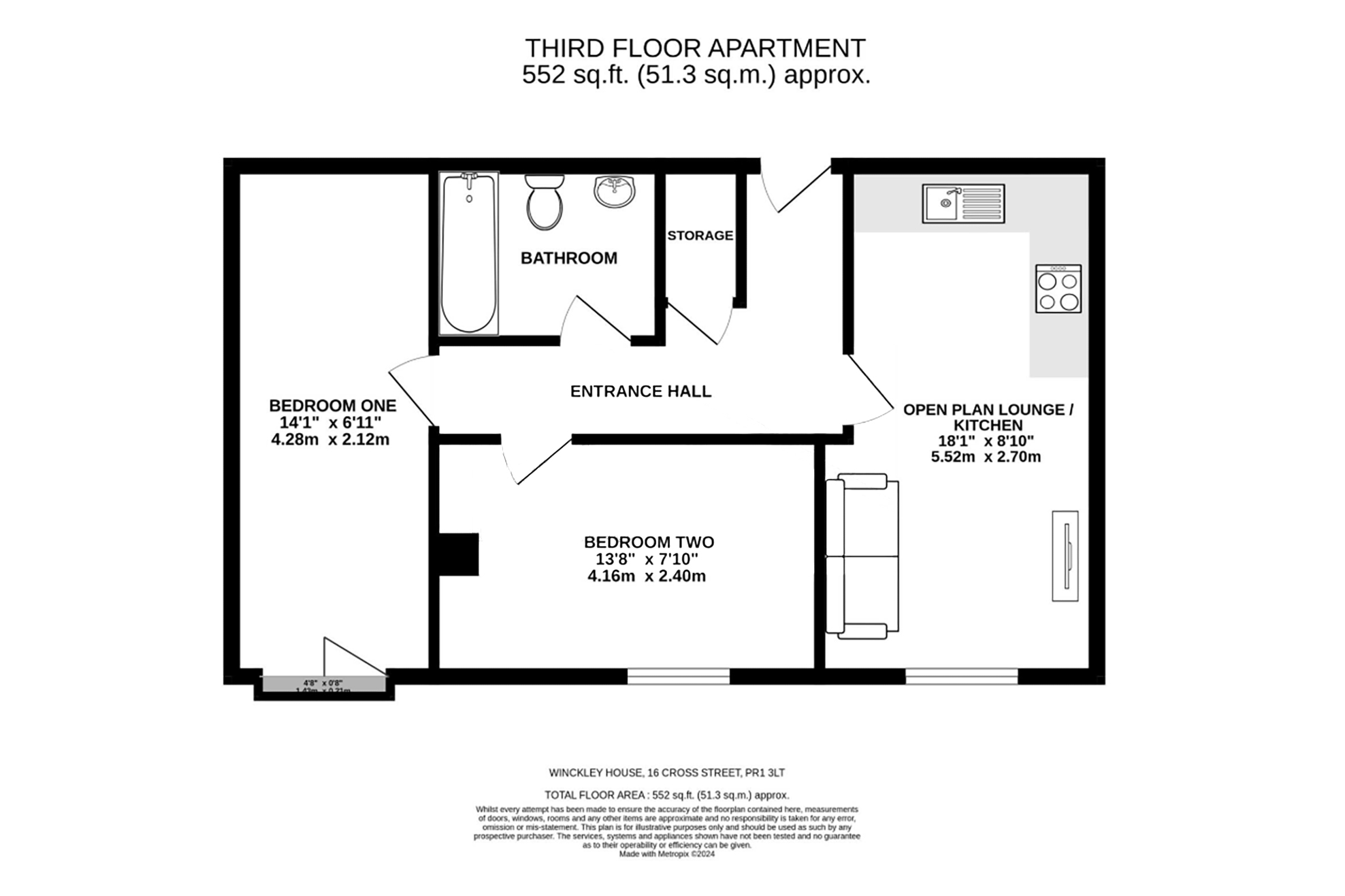 Flat 38 Winckley House, Preston floorplan