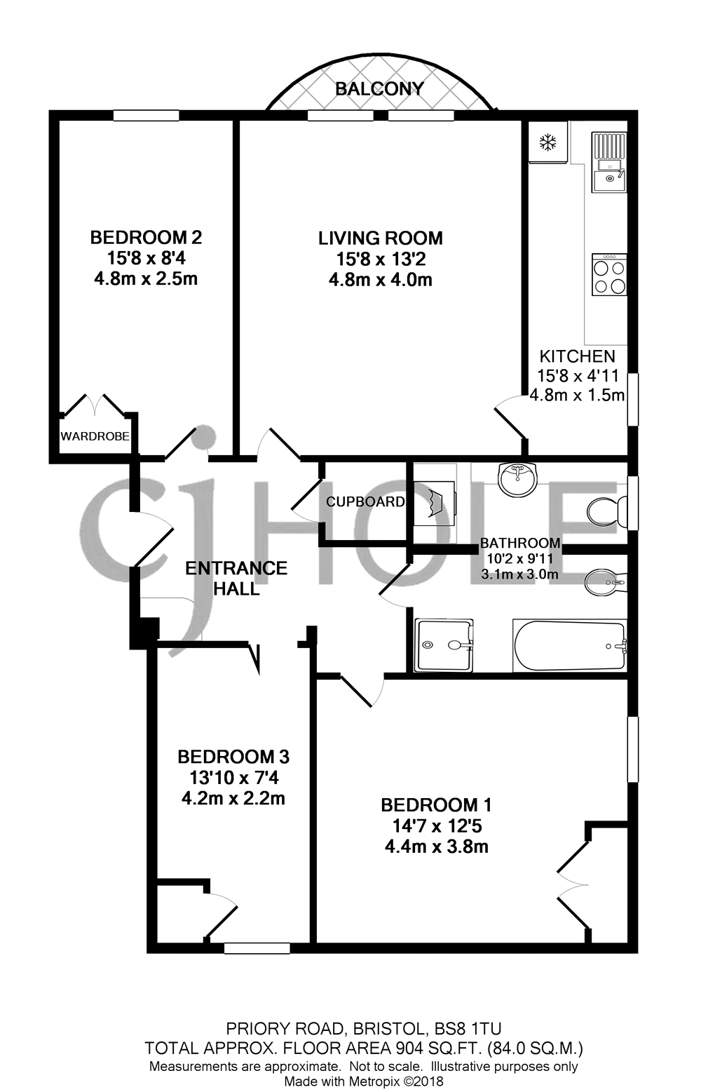 3 Bedrooms Flat to rent in Priory Road, Clifton, Bristol, Somerset BS8