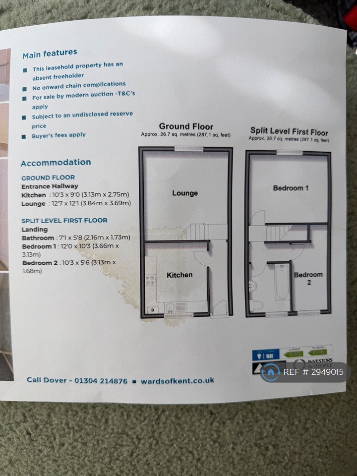 Upper Maisonette, Percival Terrace Dover Ct, Dover floorplan