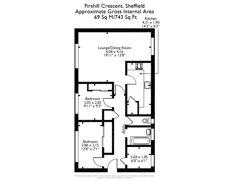 631, Firshill Crescent, Sheffield floorplan