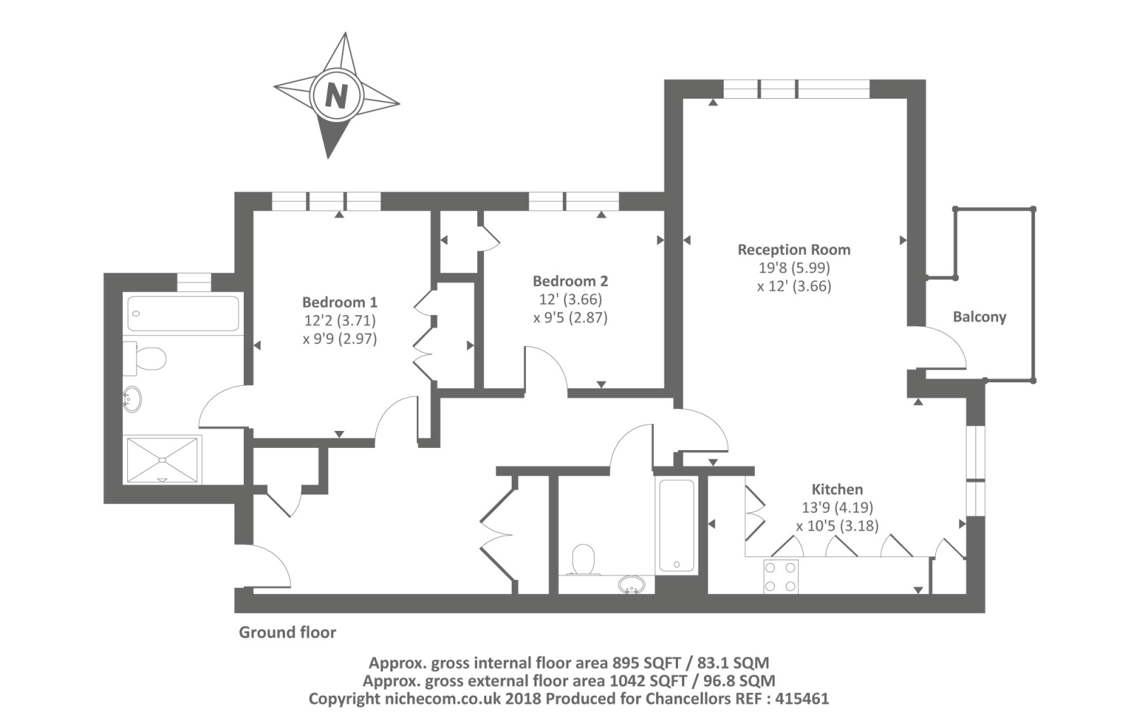 2 Bedrooms Flat to rent in St Margaret`S, Middlesex TW1