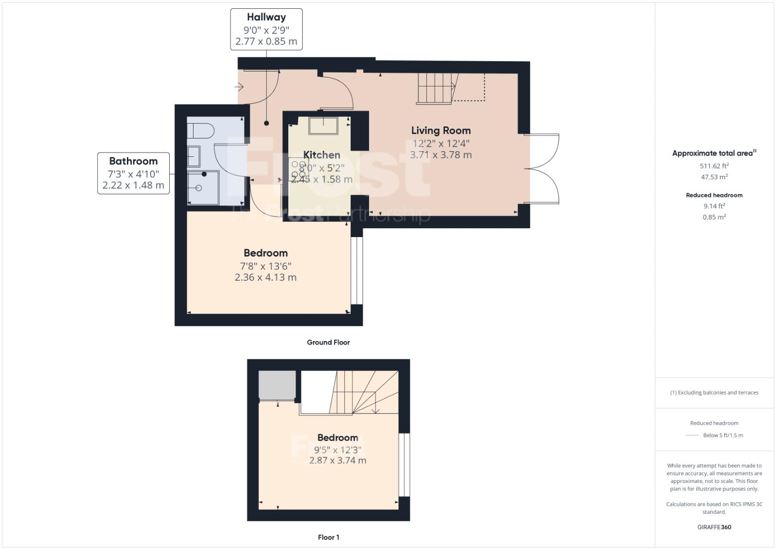Flat 2 Charles Court, 132 Feltham Road, Ashford floorplan