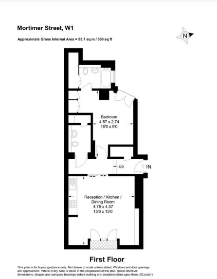 Apartment 1, 80, Mortimer Street, London floorplan