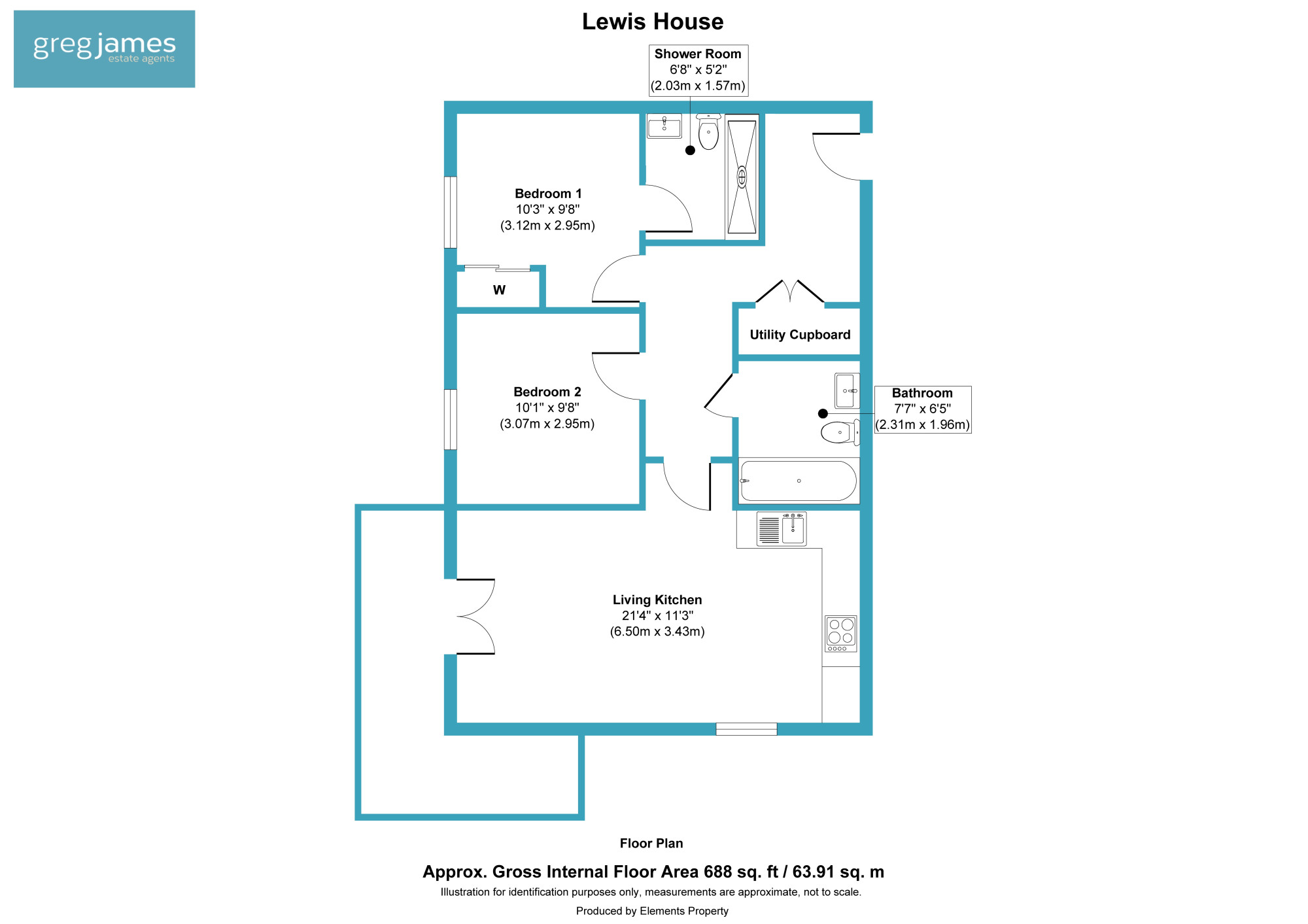 13, Lewis House, Farnborough floorplan