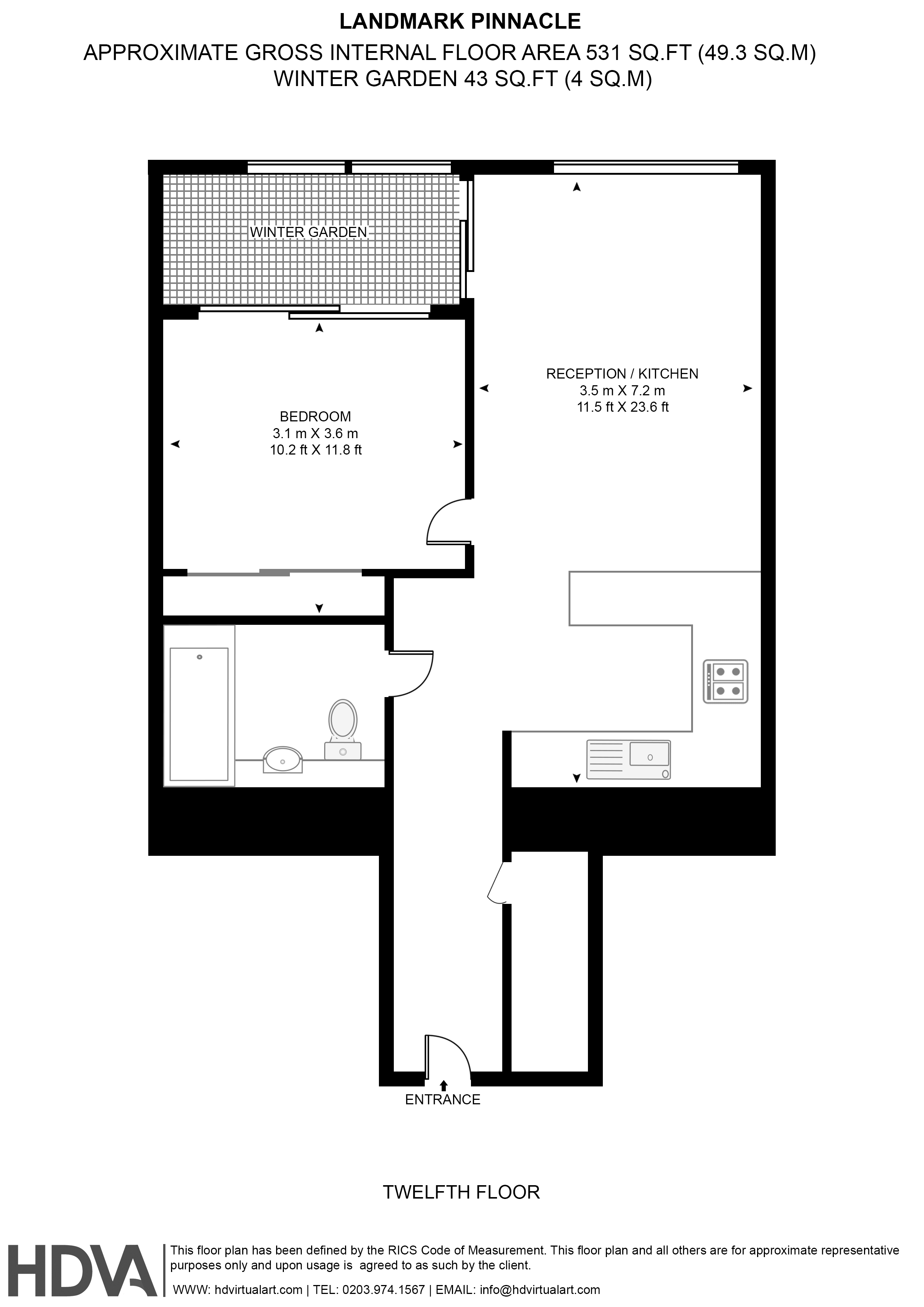 Apartment 1210, 10, Marsh Wall, London floorplan