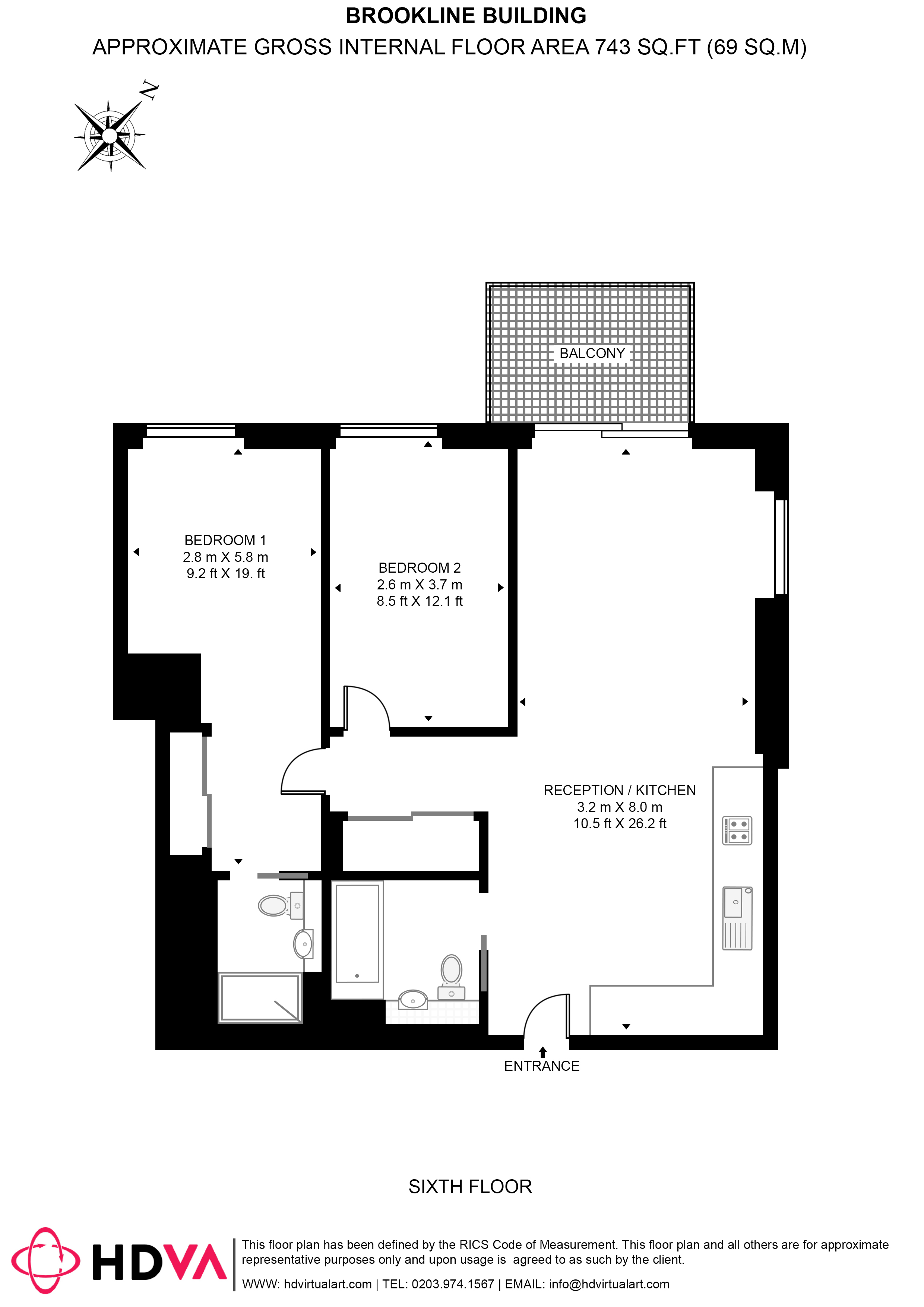 604, Brookline Building, 49, Fulton Road, London floorplan