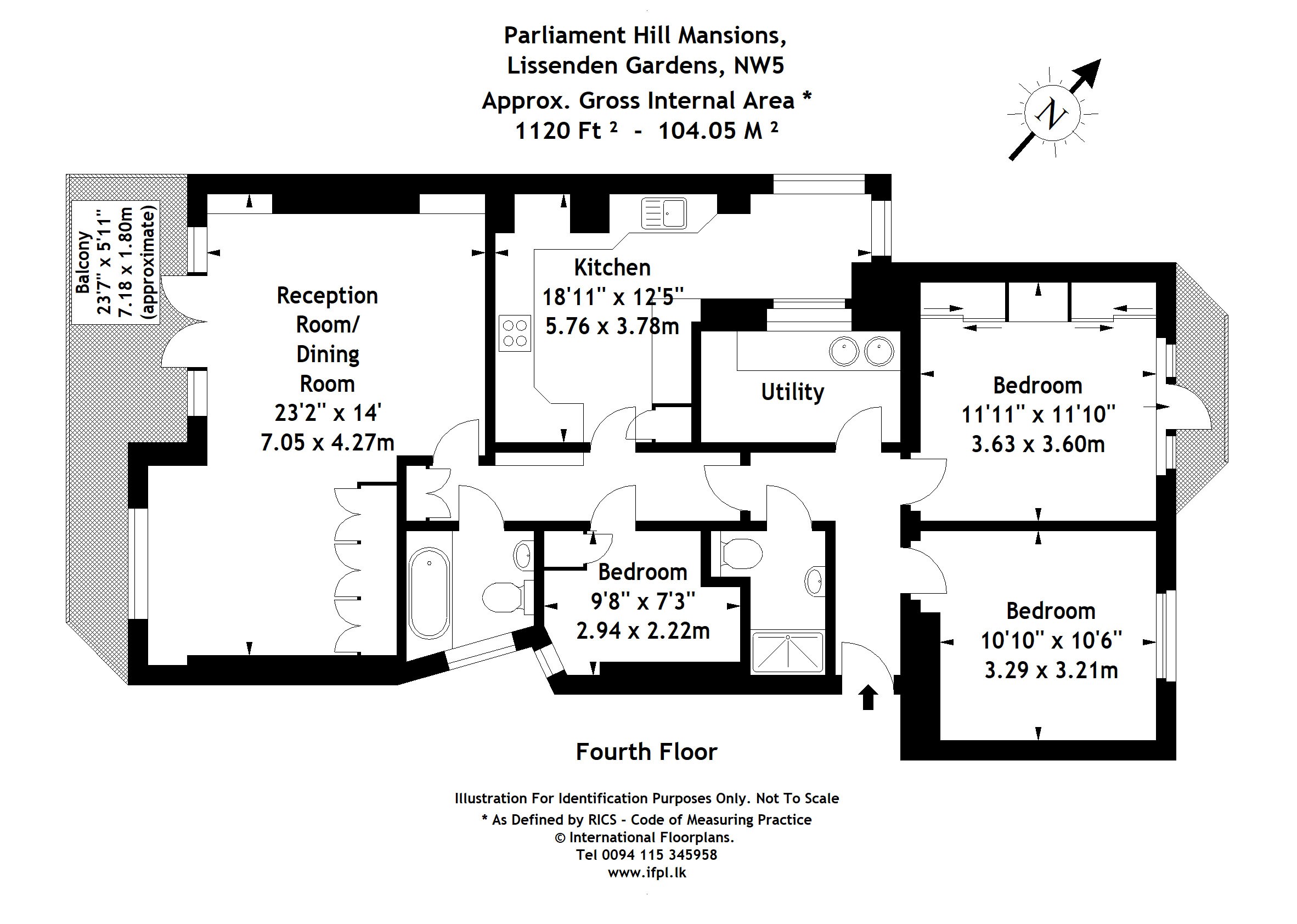 100, Parliament Hill Mansions, London floorplan