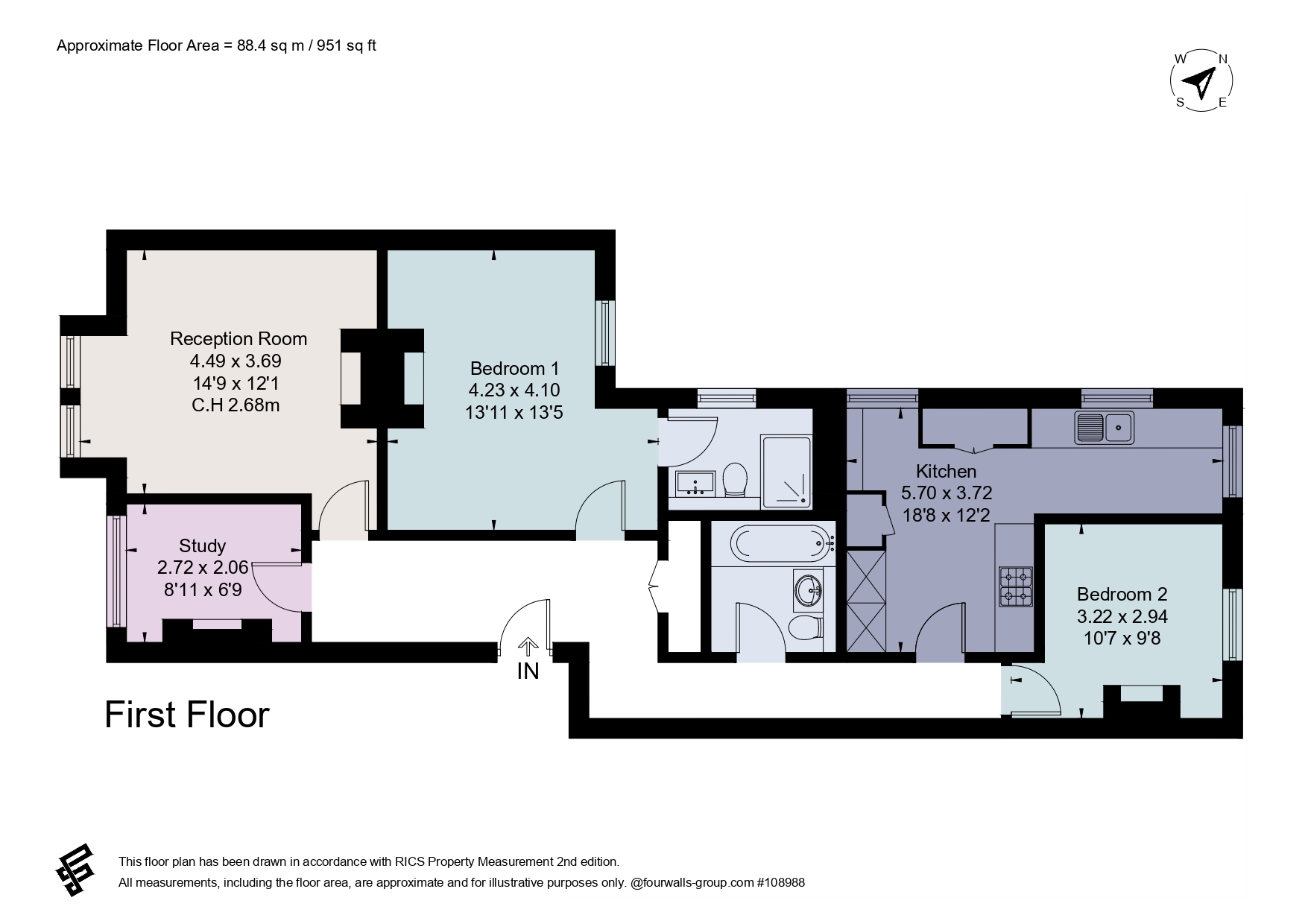Flat 18, Quenington Mansions,, Rostrevor Road, London floorplan