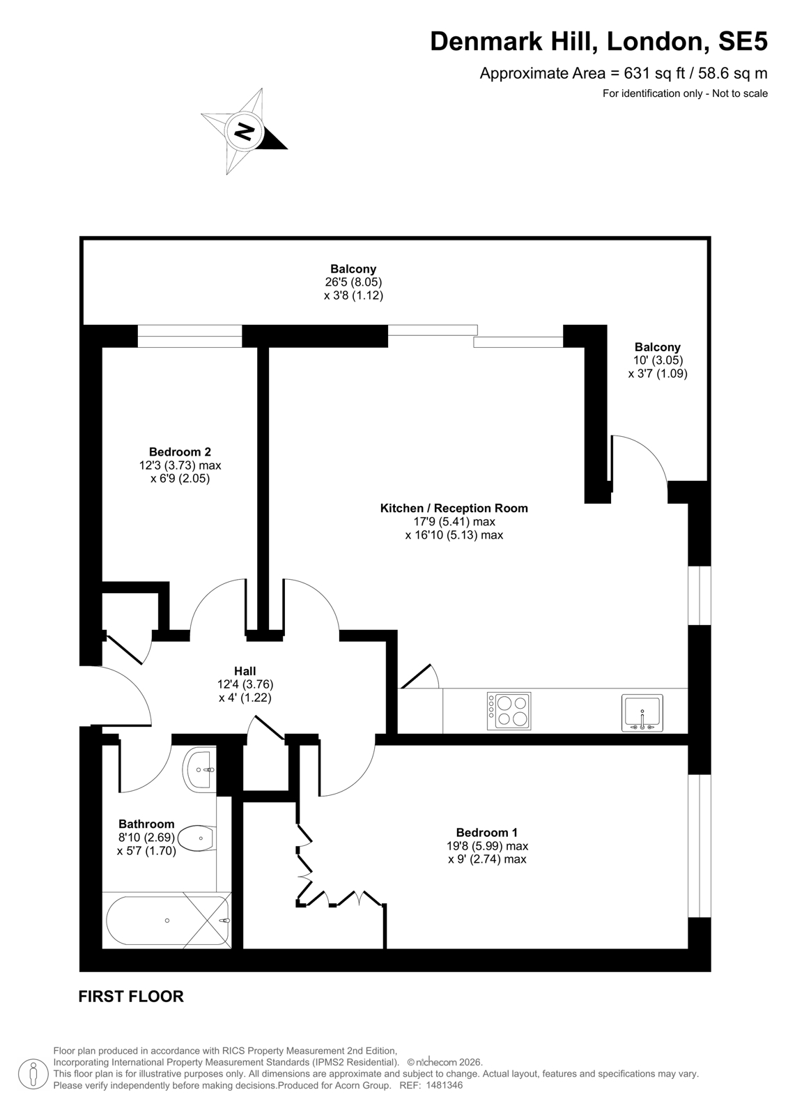 Flat 3, 121, Denmark Hill, London floorplan