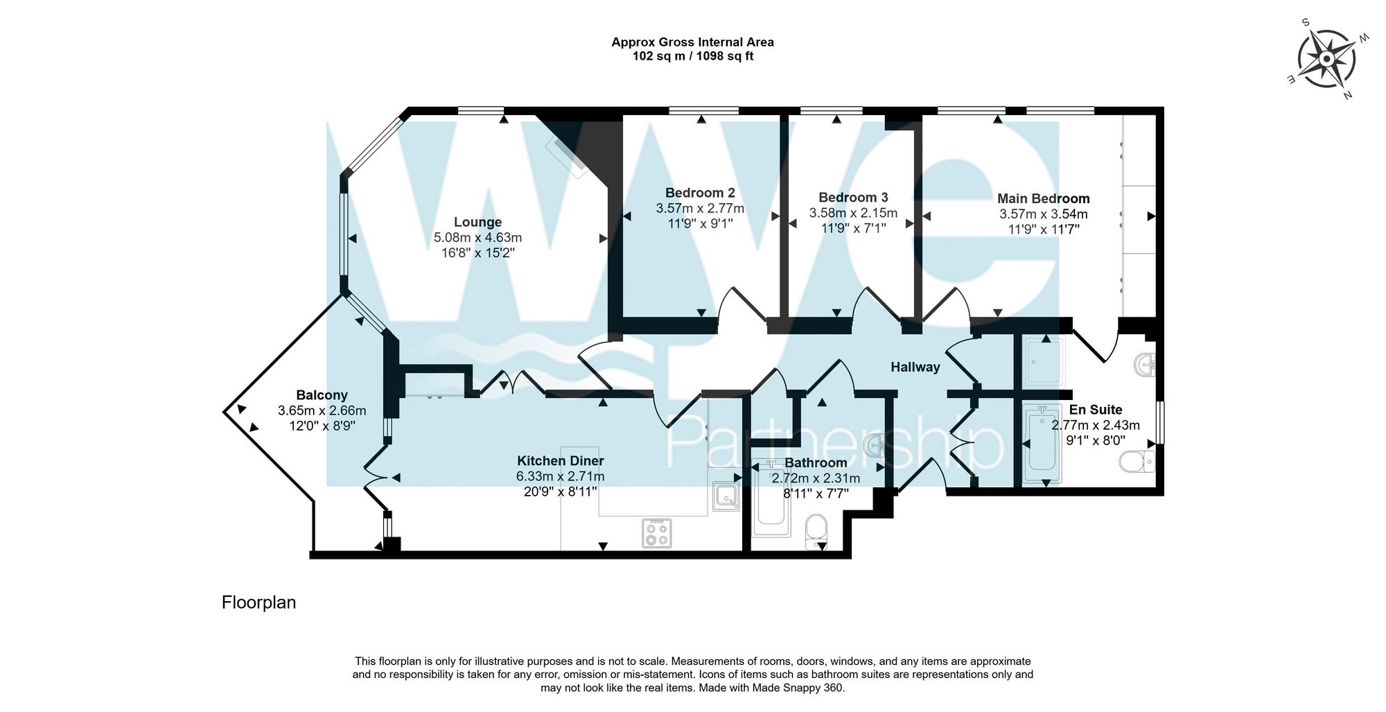 Flat 3 Beechwood Mansions, 253 Amersham Road, High Wycombe floorplan