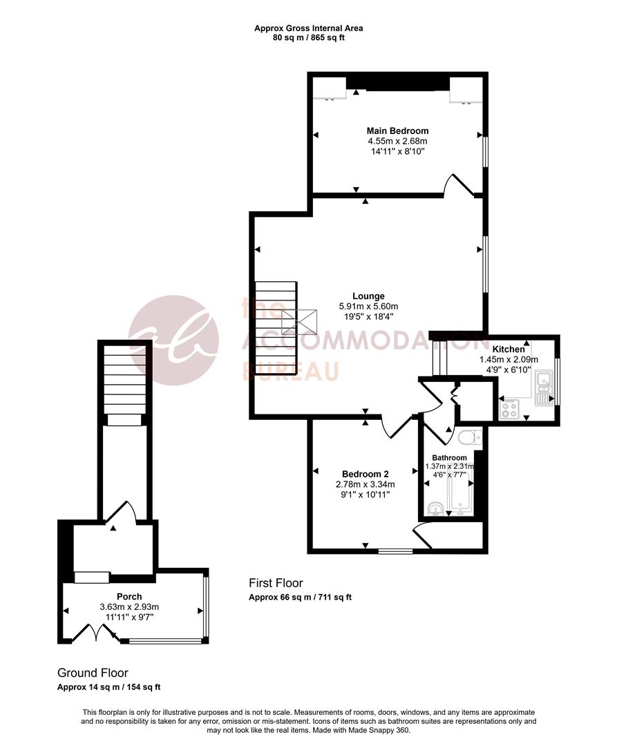 3a, Berry Towers, Bodmin floorplan