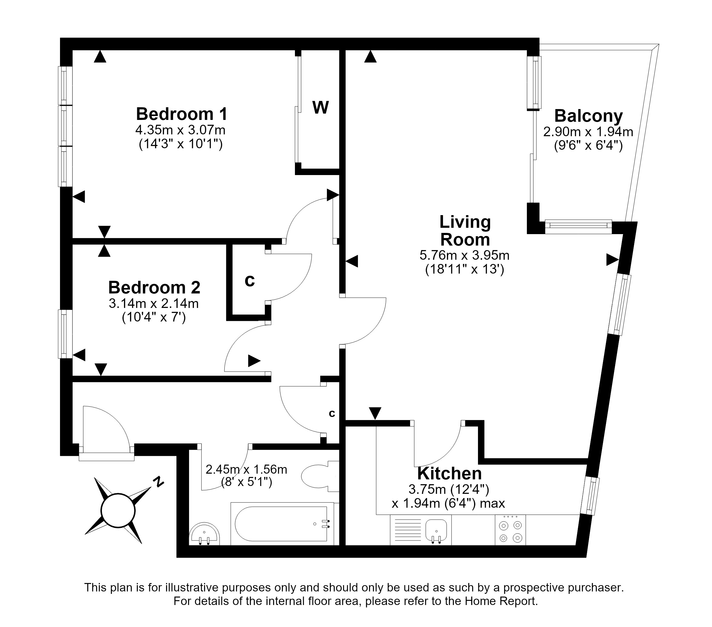 2, Harbour View, 204 New Street, Musselburgh floorplan