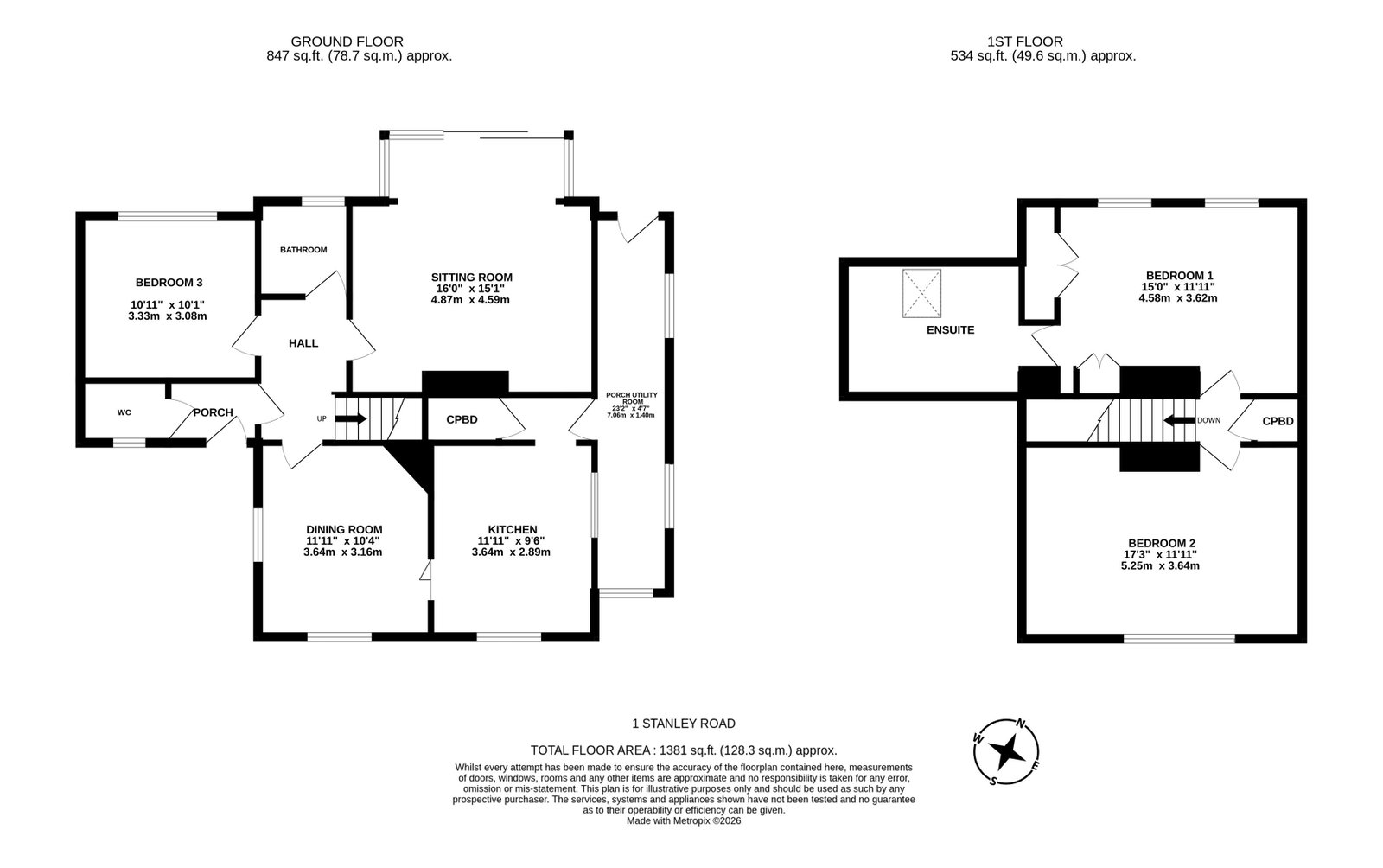 1, Stanley Road, Malvern floorplan