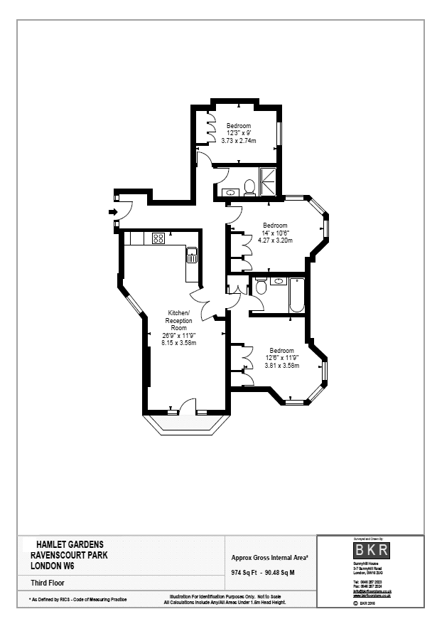 3 Bedrooms Flat to rent in Hamlet Gardens, London W6