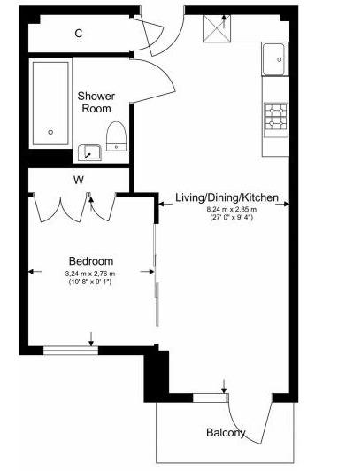 Flat 46, Fairbank House, 13 Beaufort Square, London floorplan