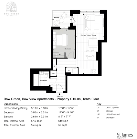 Plot C10.06 Bow View Apartments, Bow Green, London floorplan